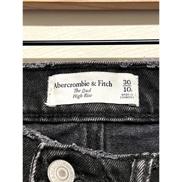 Abercrombie & Fitch The Dad High Rise Distressed Black Jeans Women's 30 Short - Picture 4 of 11